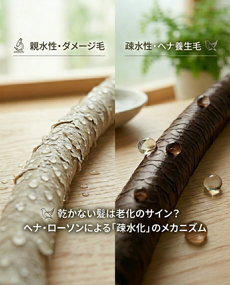 「乾きにくい髪」は老化のサイン？うねりとパサつきを根本から整える「疎水化」の養生法